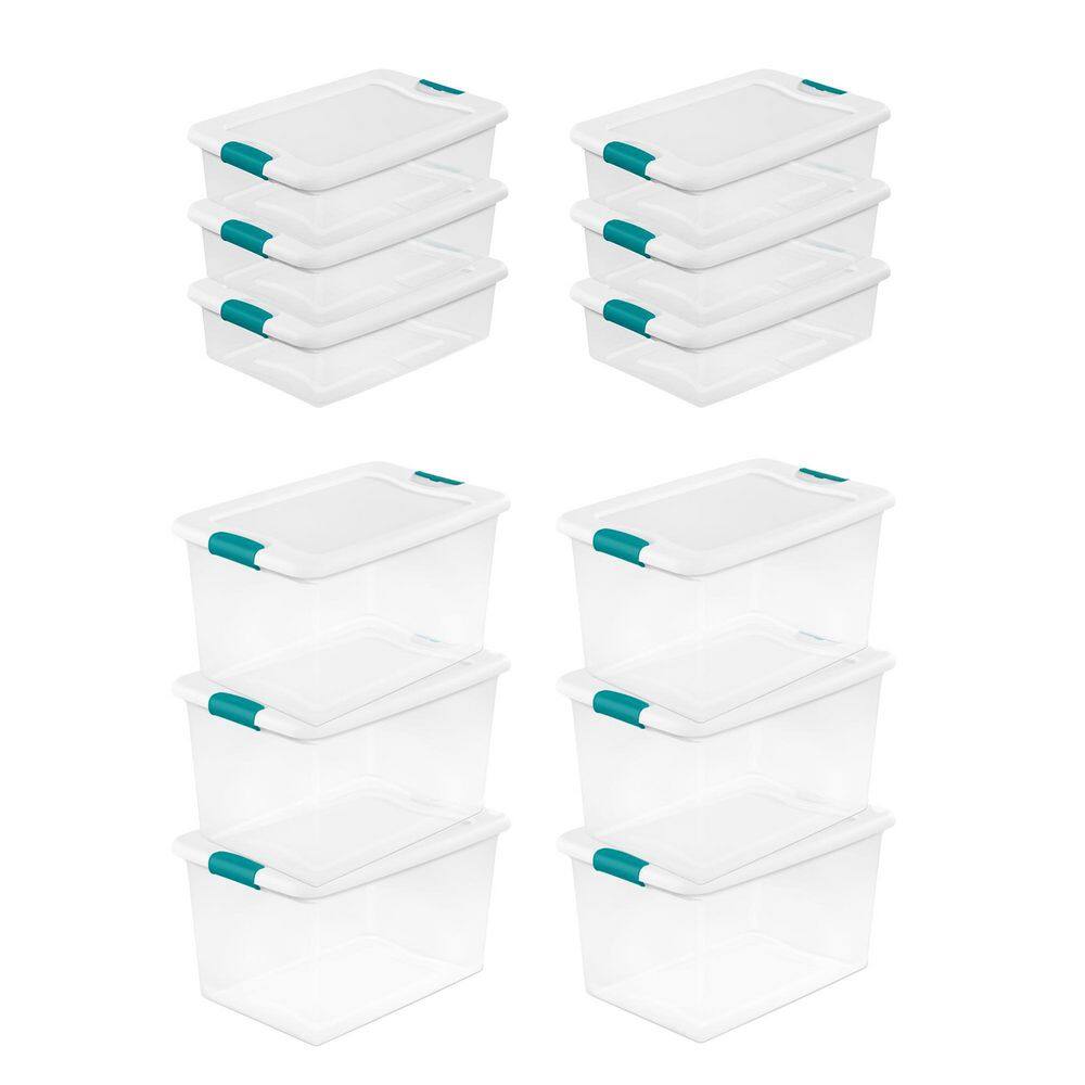 Sterilite 64-Qt. Plastic Stacking Container in Clear (6-pack) and 32-Qt ...