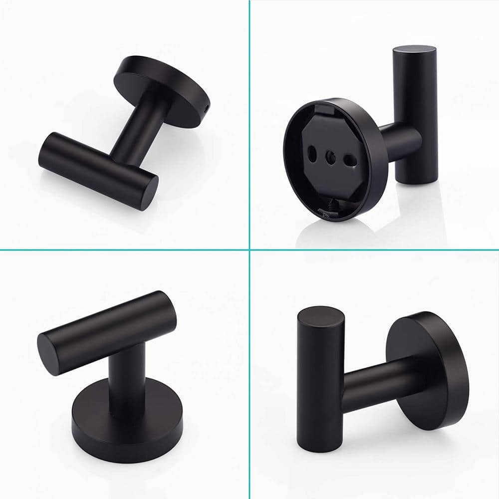 Matte Black Stainless Steel Wall Mounted J-Hook Set