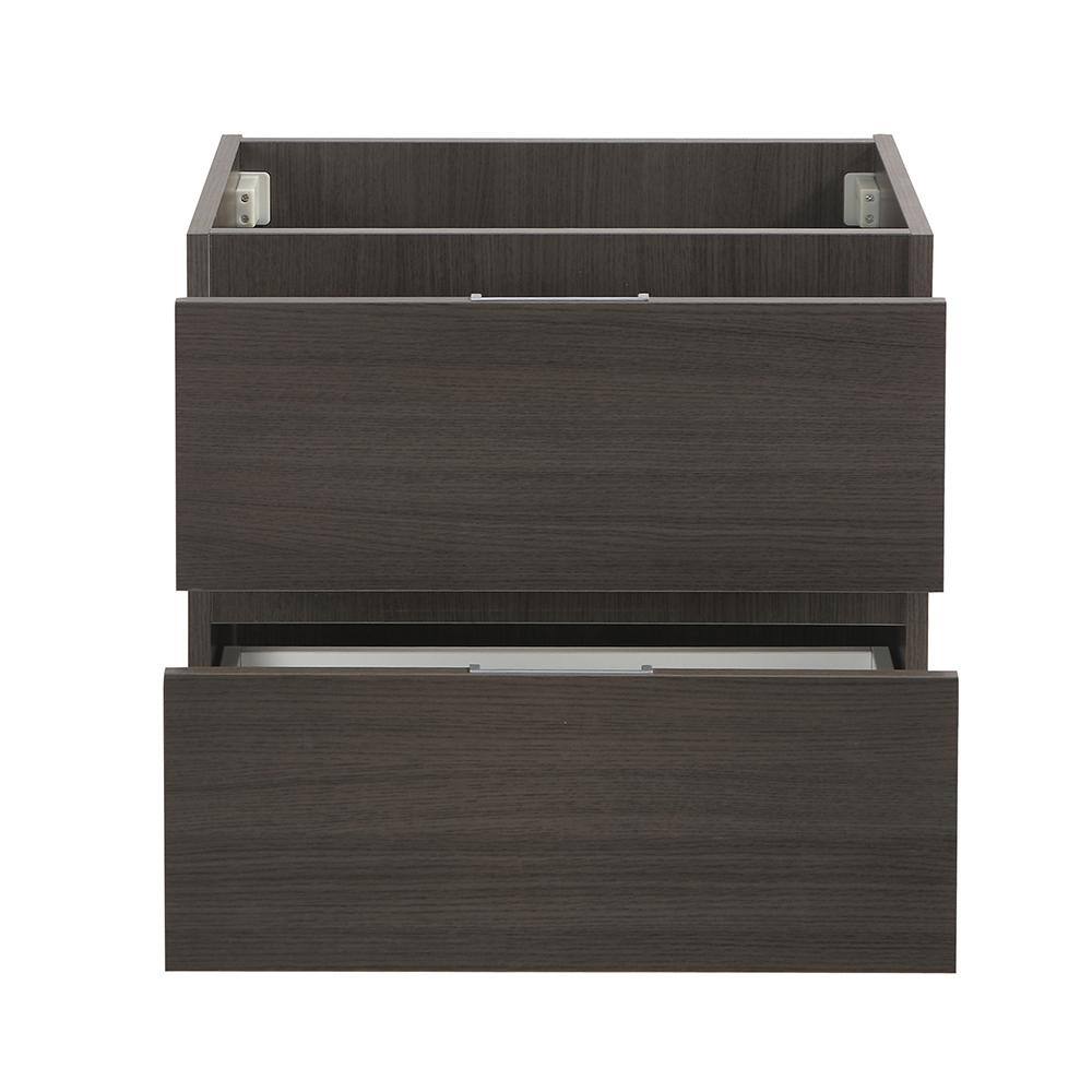 Gray Oak 24" Wall Mount Single Sink Vanity Base with Soft-Closing Drawers