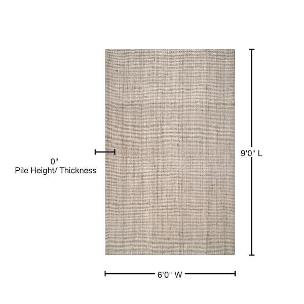 nuLOOM Ashli Solid Jute Off White 6 ft. x 9 ft. Area Rug