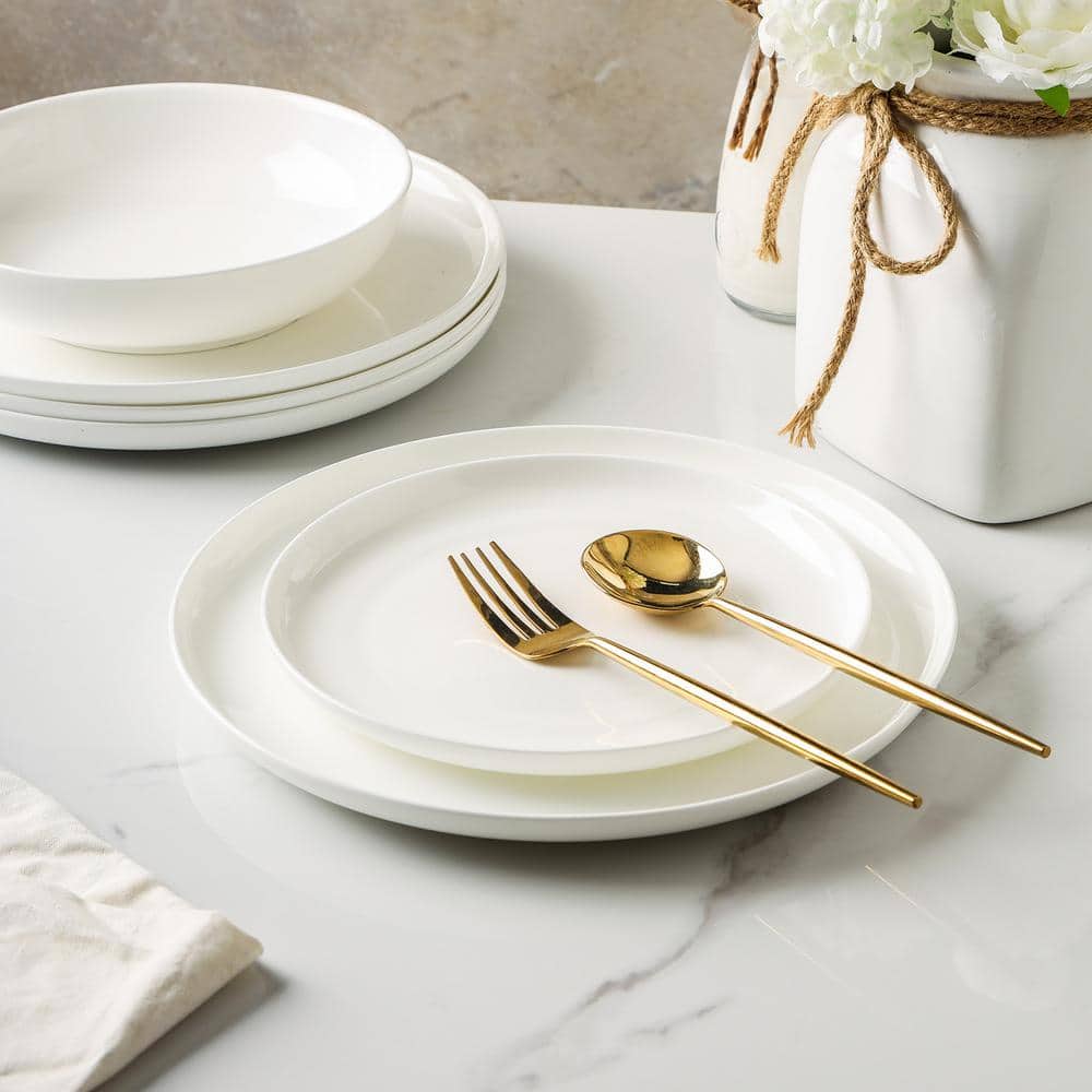 Gabrielle White Porcelain Formal Dinnerware Set, Service for 8