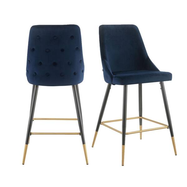 Picket House Furnishings Zia 27 in. Navy High Back Metal Bar Stool (Set of 2)
