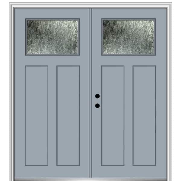 MMI Door 64 in. x 80 in. Right-Hand/Inswing Rain Glass Storm Cloud Fiberglass Prehung Front Door on 4-9/16 in. Frame