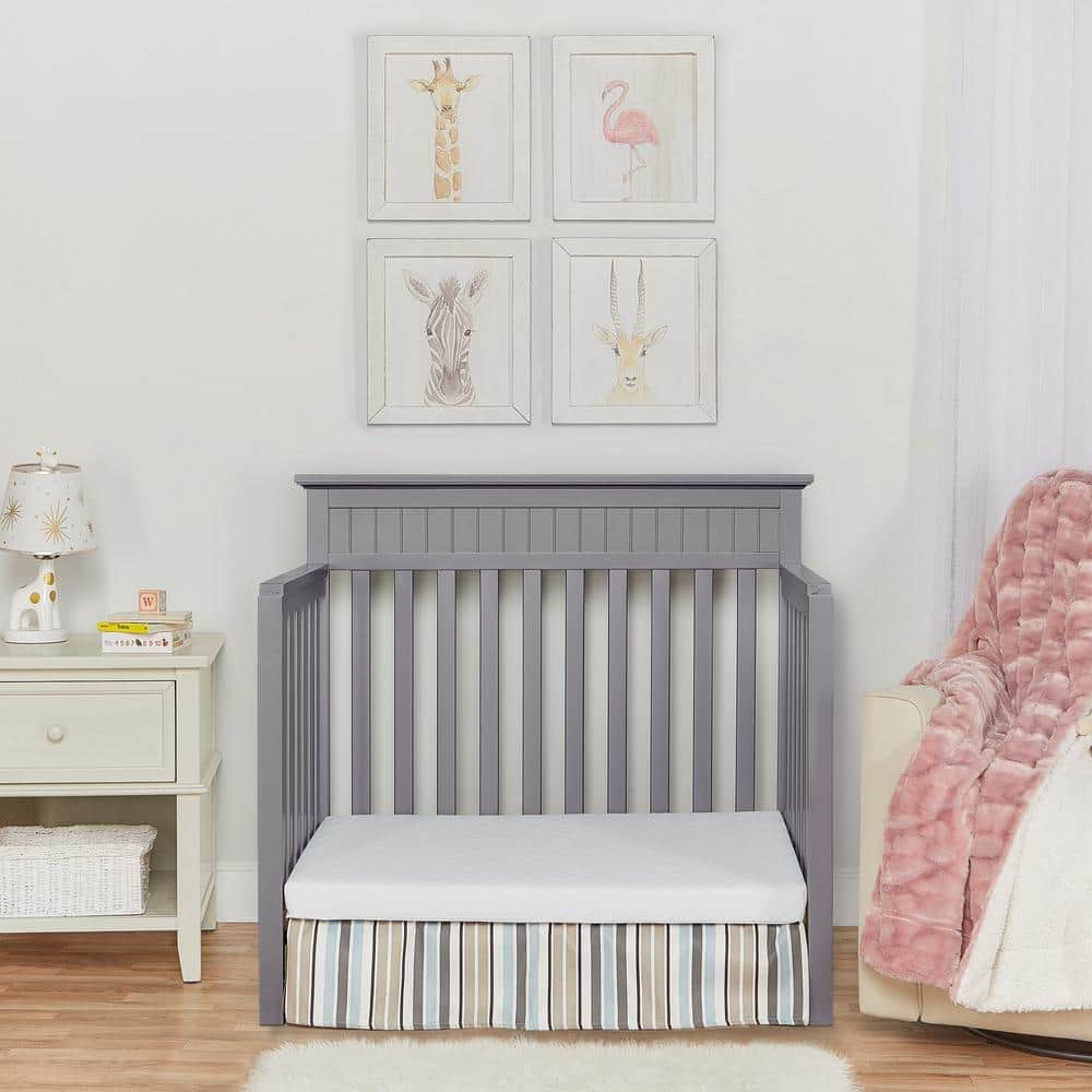 Steel Grey Pinewood 4-in-1 Convertible Mini Crib