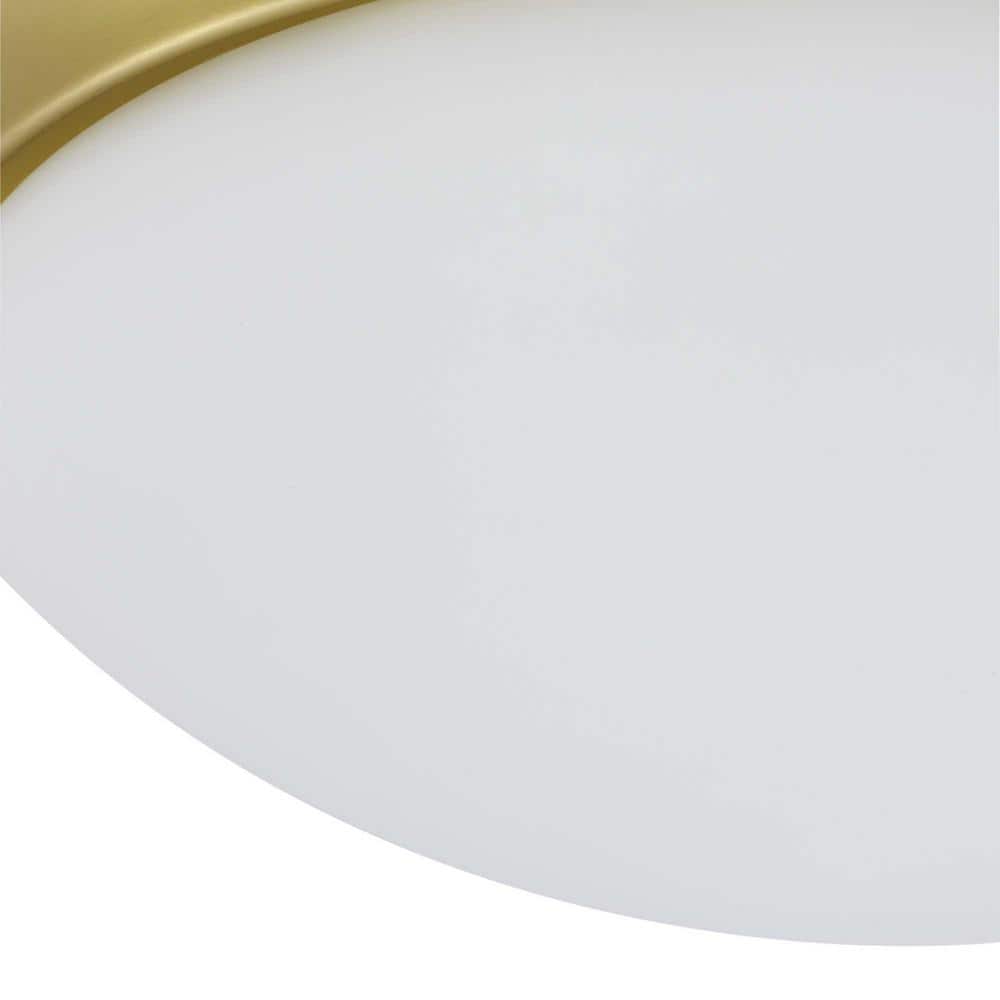 Satin Brass and Etched Glass 14" Flush Mount Light