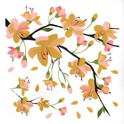 24.6 in. x 12.3 in. Yellow Branch Wall Decal