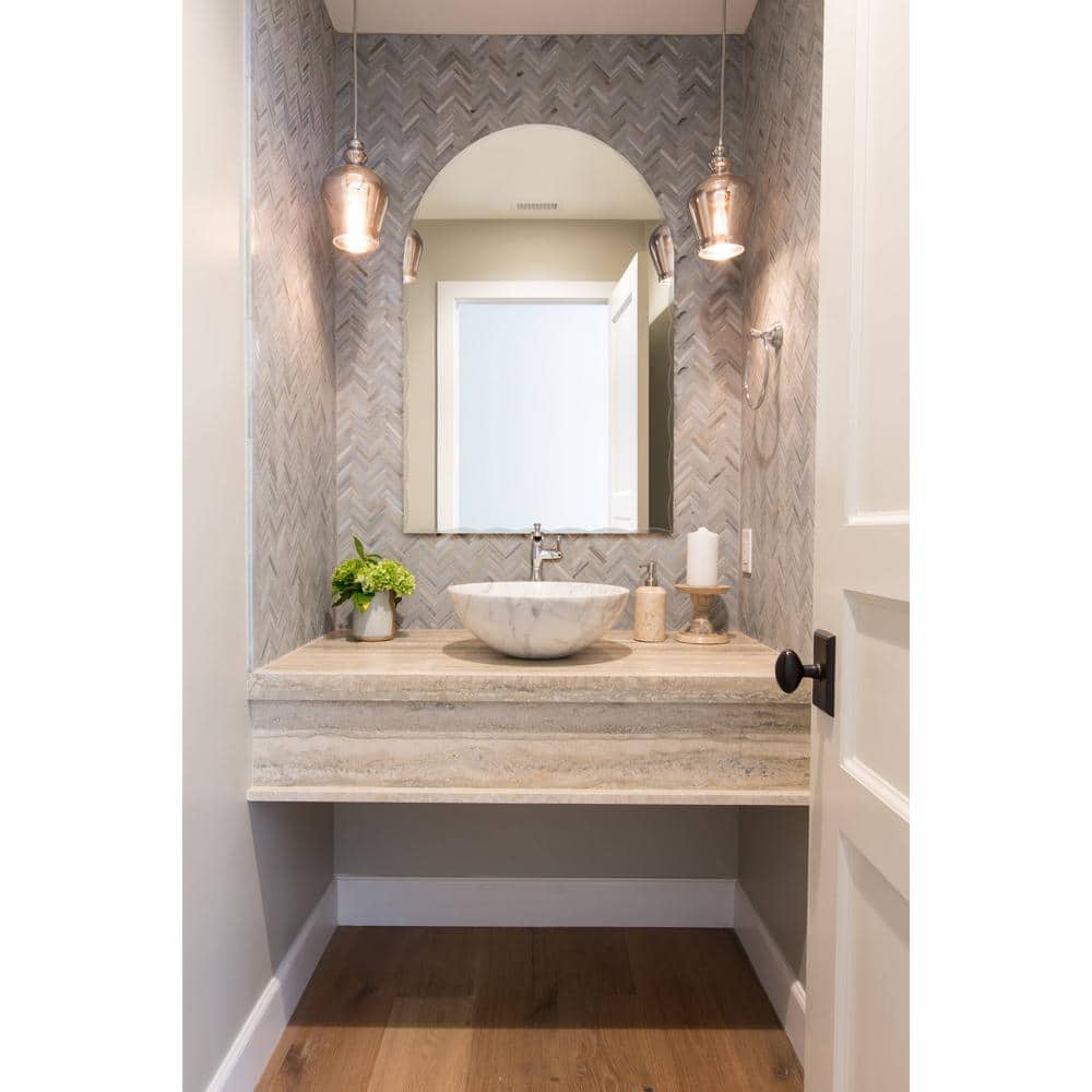 Elegant Frameless Rectangular Vanity Mirror with Arched Top