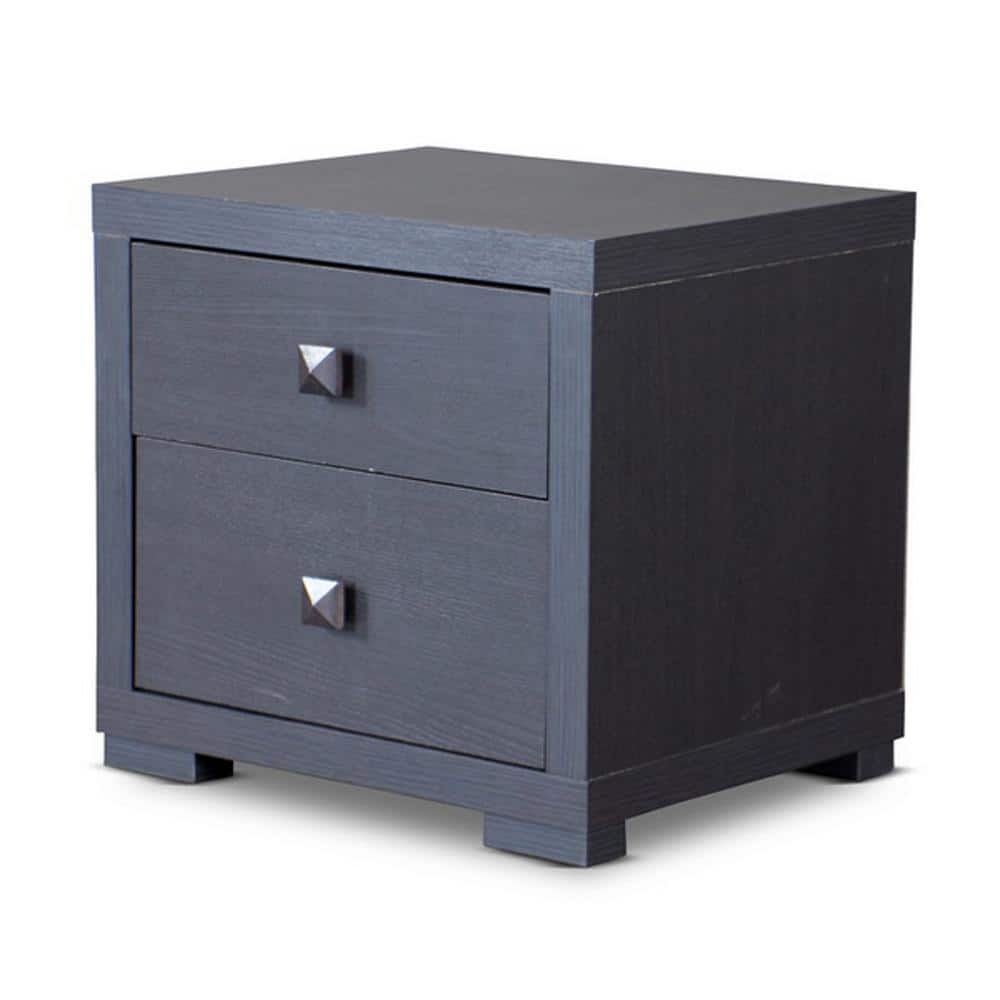 Espresso Faux Wood 2-Drawer Modern Nightstand