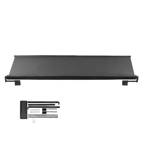 Camper Awning Fabric Replacement, 1 in. to 12 ft. Weatherproof Durable Slide Topper Awning with Bracket, Black