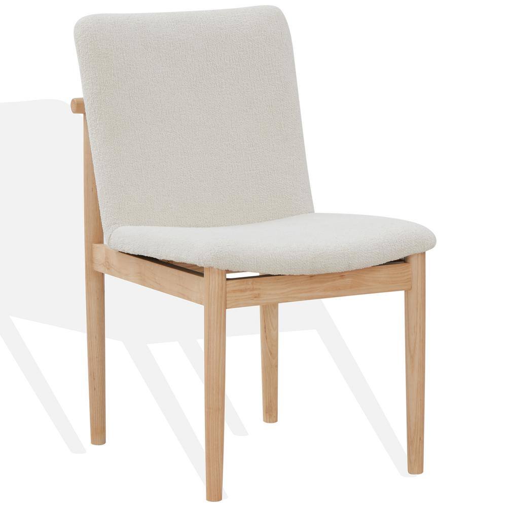 Abriella Cream Boucle Upholstered Side Chair with Natural Ash Wood Frame