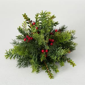 7 in. H Pine And Berry Orb Green