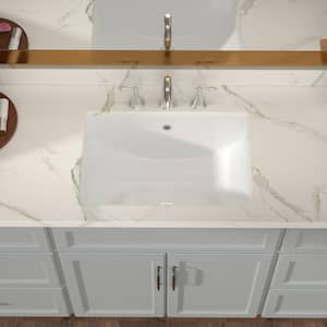 21 in. x 14 in. Modern Ceramic White Rectangular Vessel Sink
