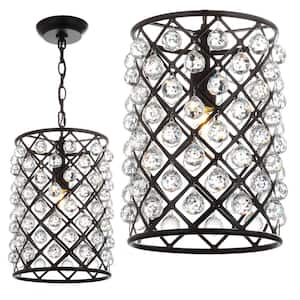Gabrielle 15 in. 1 -Light Oil Rubbed Bronze Crystal/Metal LED Pendant