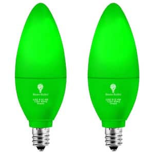 40-Watt Equivalent B11 Decorative Indoor/Outdoor LED Light Bulb in Green (2-Pack)