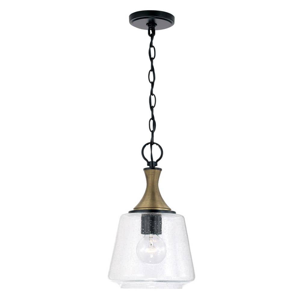Amara 100-Watt 1-Light Matte Black Pendant Light with Diamond Embossed Glass and No Bulbs Included price history on PriceWatchPro