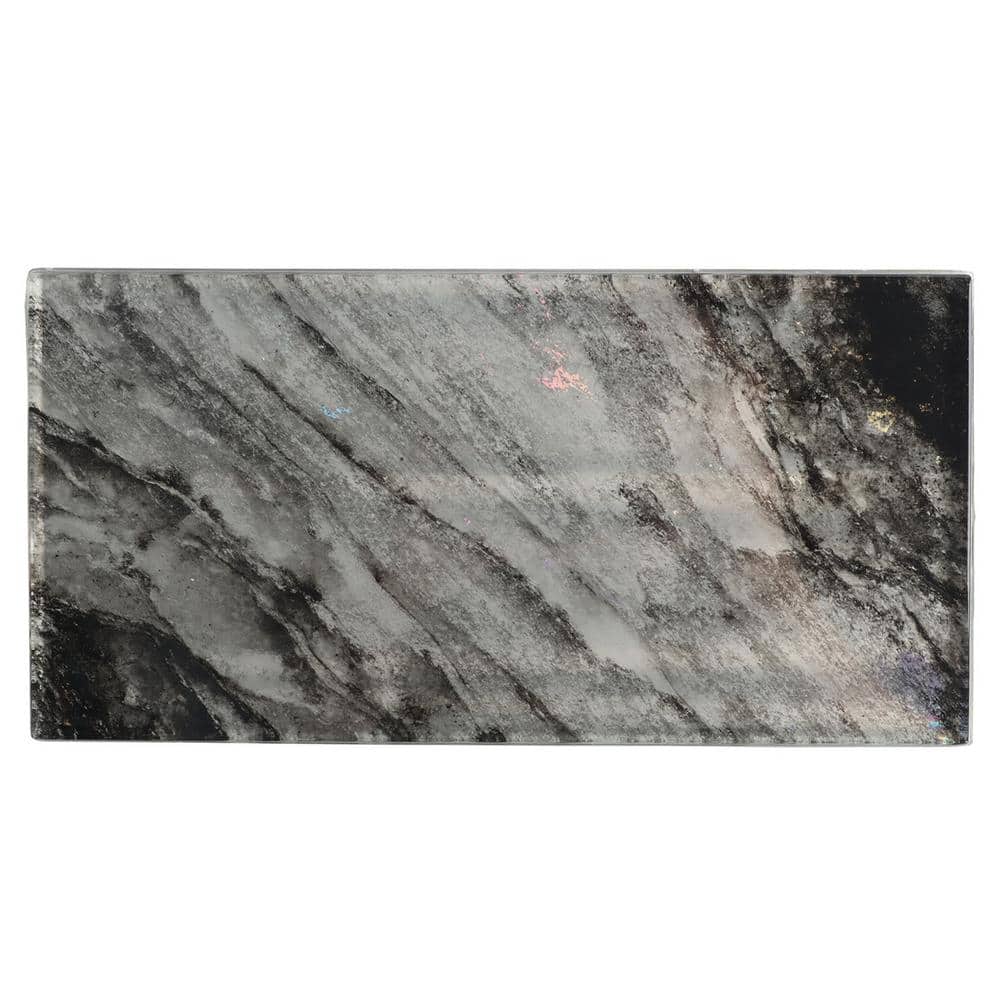 Astral Polished Black Glass Rectangular Wall Tile