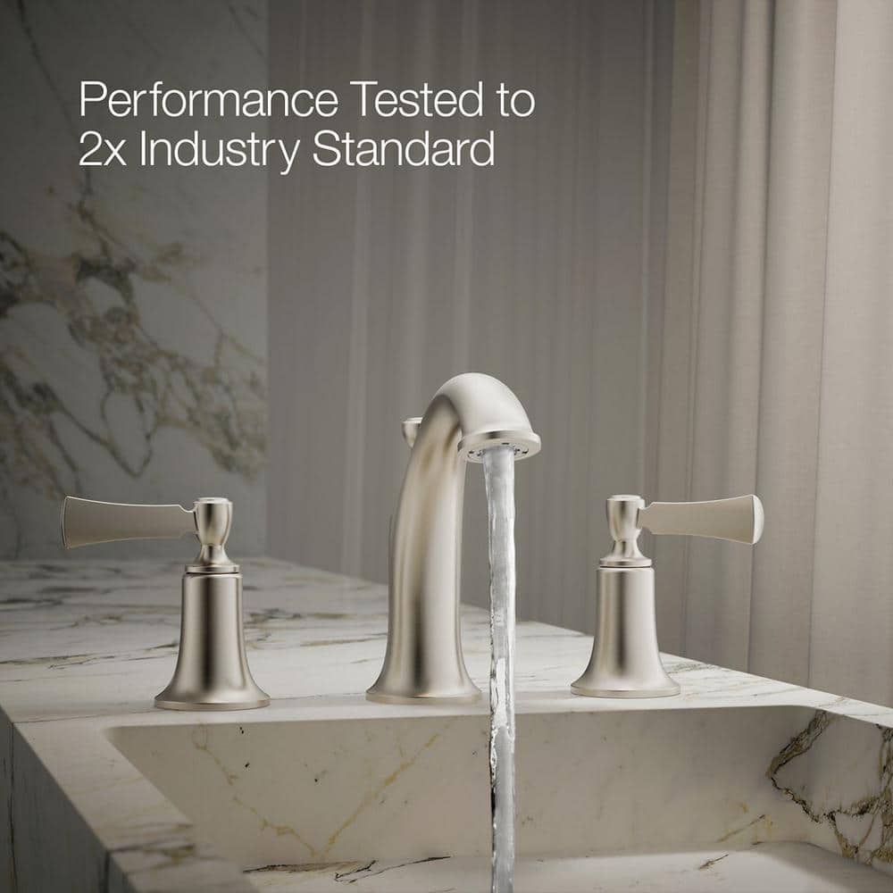 Vibrant Brushed Nickel Double Handle Widespread Faucet