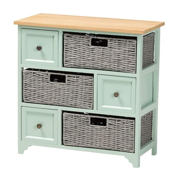 Baxton Studio Valtina Grey and Mint Green Storage Unit