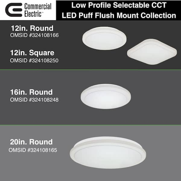 Commercial Electric 12 in. Low Profile LED Flush Mount Round