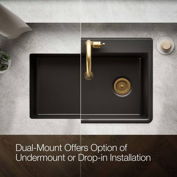 KOHLER Kennon Drop-In Neoroc Granite Composite 33 in. 1-Hole