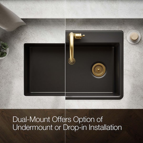 KOHLER Kennon 33 in. Drop-In 1-Hole Single Bowl Neoroc Granite