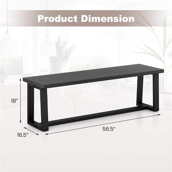 Costway Black Wood Bench Chair (Set of 2)