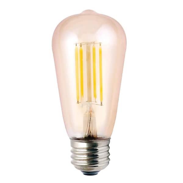 40-Watt Equivalent 5-Watt ST19 Dimmable LED Amber Filament Antique Vintage Edison Light Bulb 2000K 85044