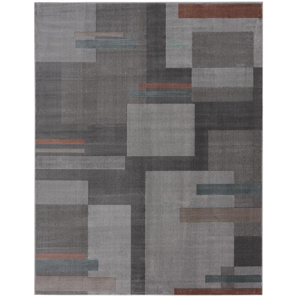 Nourison Thalia Grey Multicolor 8 Ft. X 10 Ft. Geometric Contemporary 