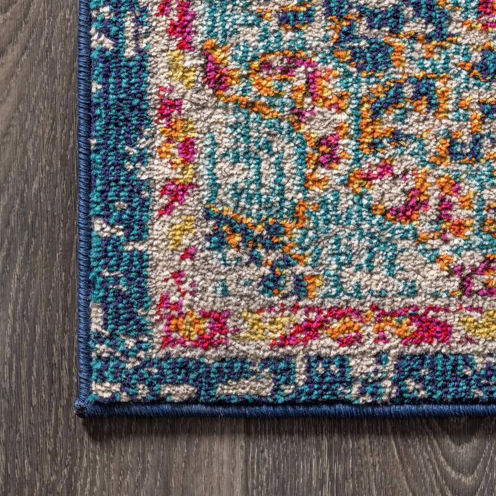 Cream and Orange Medallion Synthetic Reversible Area Rug, 3' x 5'