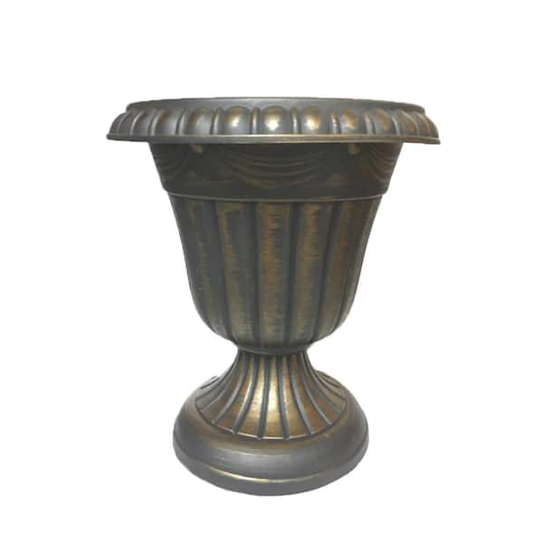 Arcadia Garden Products Traditional 16 in. x 18 in. Gold Plastic Urn