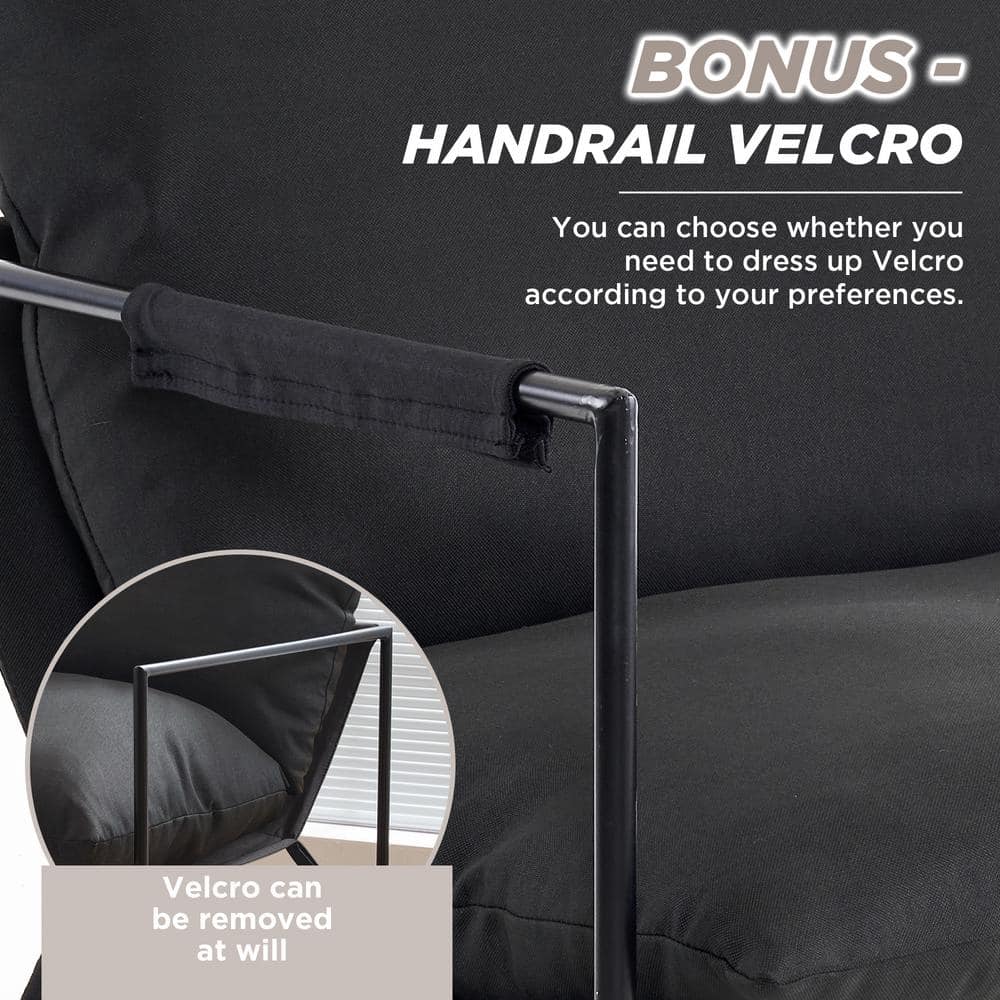 Black Microfiber Metal Frame Modern Accent Chair