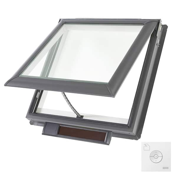 VELUX 30-1/16 x 30 in. Solar Powered Fresh Air Venting Deck-Mount Skylight with Laminated Low-E3 Glass