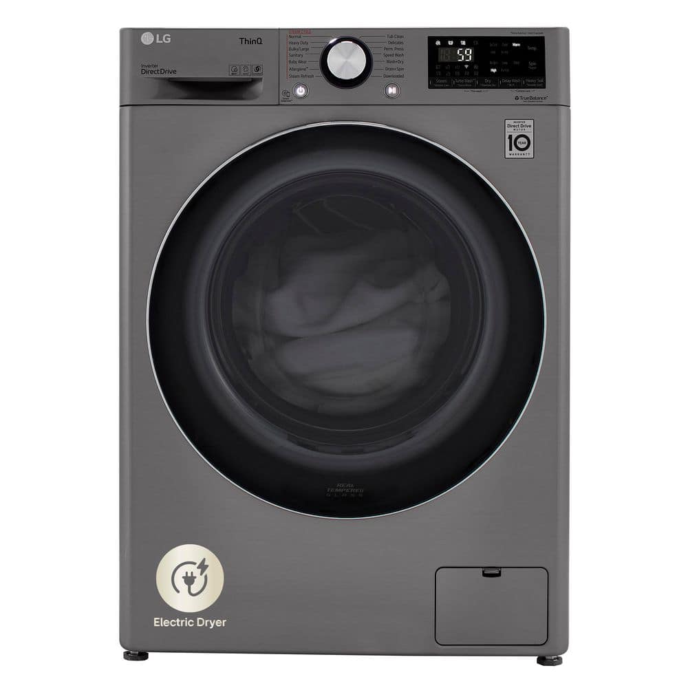 LG 24 in. W 2.4 cu. ft. SMART All-in-One Compact Front Load Washer & Ventless Dryer Combo in Graphite Steel with Steam