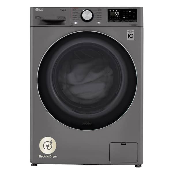 LG 24 in. W 2.4 cu. ft. SMART All-in-One Compact Front Load Washer & Ventless Dryer Combo in Graphite Steel with Steam