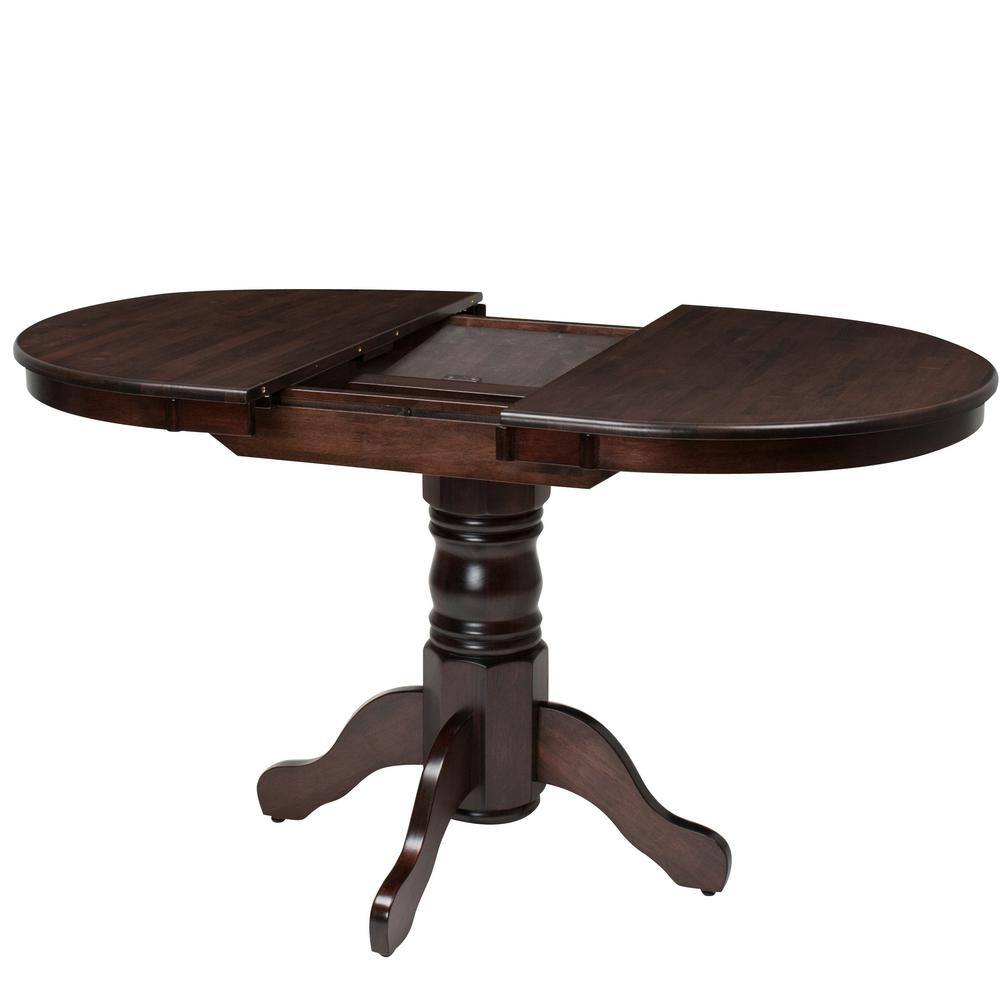 Cappuccino Stained Oval Extendable Dining Table with Pedestal Base