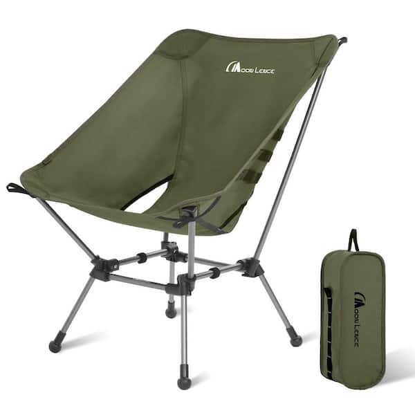 18.1 in. 330 lb. Capacity Portable Folding Camping Chair with Storage Bag for Backpacking and Hiking, Green