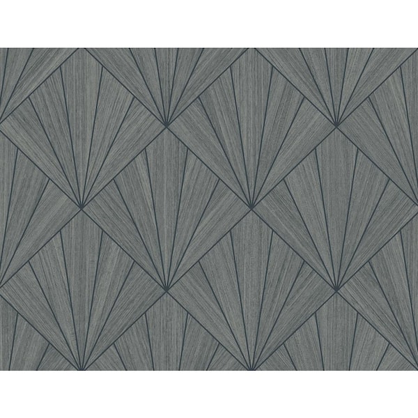 Seabrook Designs 60.75 sq. ft. Charcoal and Black Mikkeli Embossed Vinyl Unpasted Wallpaper Roll
