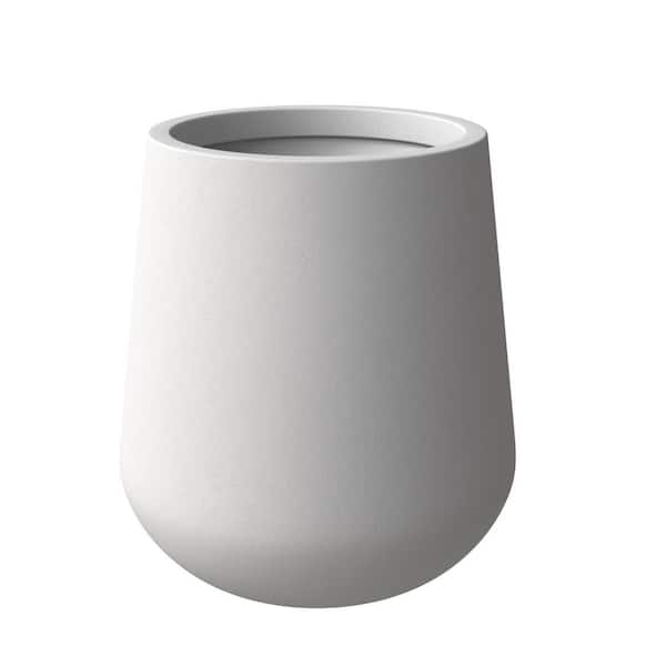 Leisuremod Orchid Modern Fiberstone and Clay Decorative Round Plant Pot with Drainage Holes (White, 18 in. Height)
