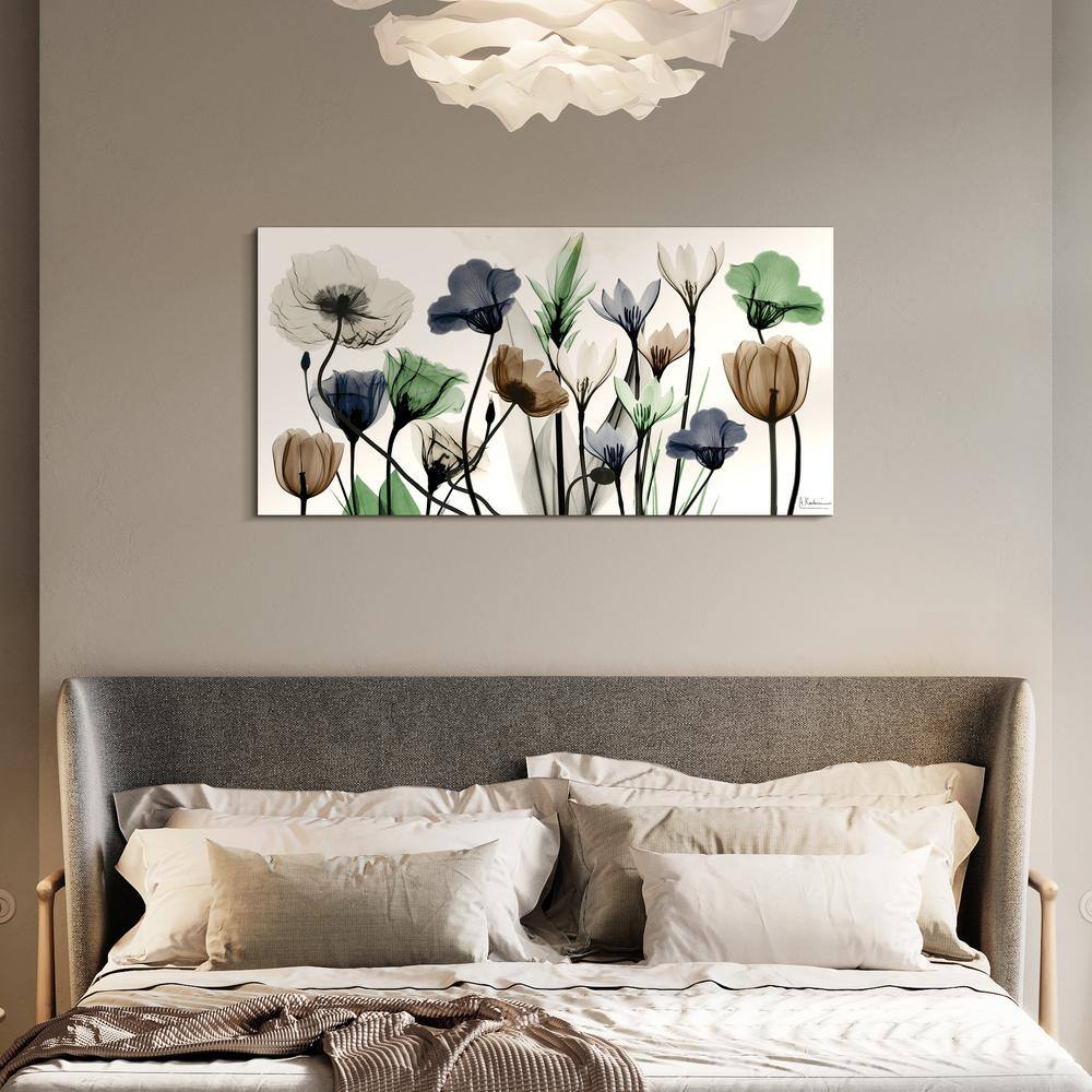 Floral Landscape Tempered Glass Wall Art for Nursery, 24" x 48"