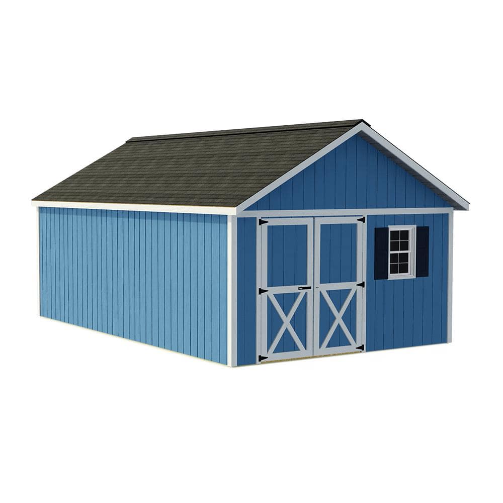 Brandon 12' x 16' Gray Wood Storage Shed Kit with Windows