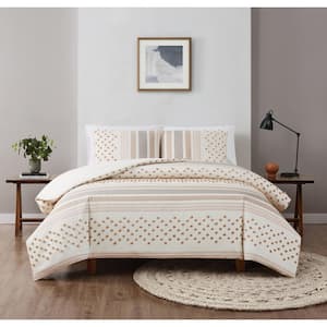 Mia Tufted Texture Comforter Set Neutral Polyester 3-Piece King Comforter Set