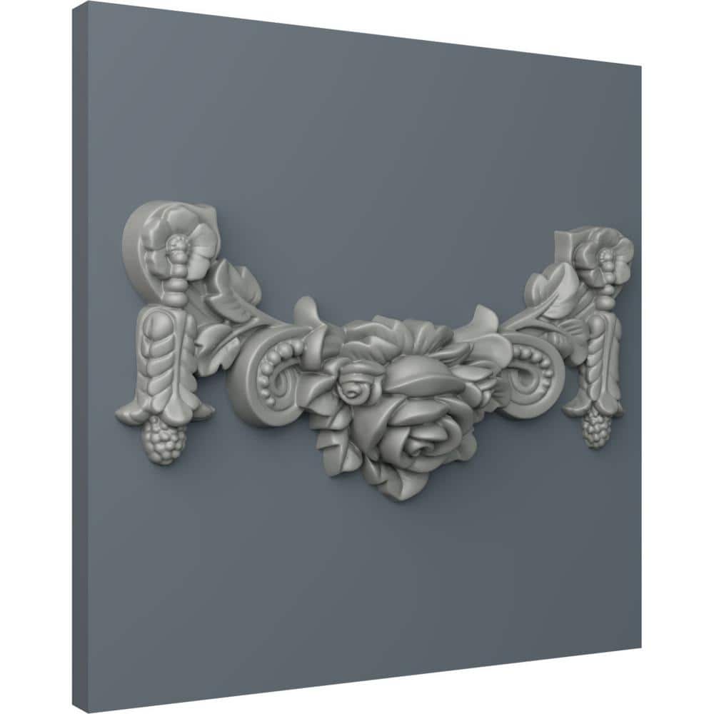 Primed White Polyurethane Rose Swag Onlay Applique