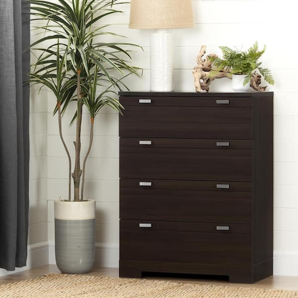 South Shore Reevo 4-Drawer Matte Brown Chest