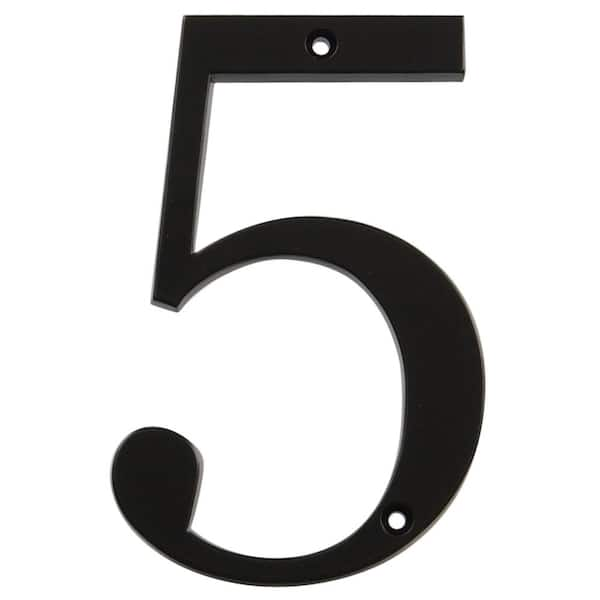 Everbilt 4 In. Black Flush Mount Metal House Number 5 30056 - The Home 