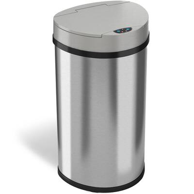 Stainless Steel Indoor Trash Cans, Mainstays 13g Stainless Steel Semi Round Waste Can
