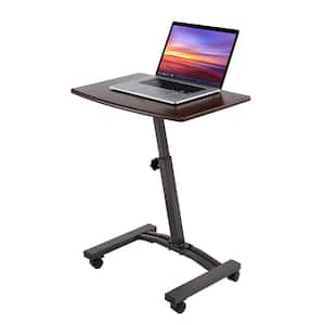 23.75 in. Solid-Top Walnut Mobile Laptop Desk with Adjustable Height