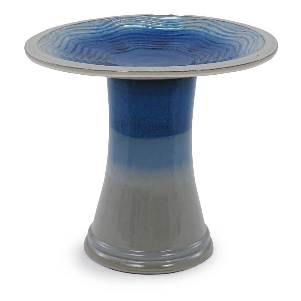 17 in Sky Blue Ceramic Outdoor  Bird Bath  for  Patio price history on PriceWatchPro