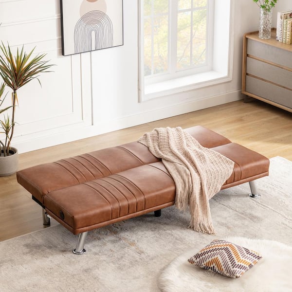 VECELO Modern Sofa Bed 30 Armless Faux Leather Rectangle