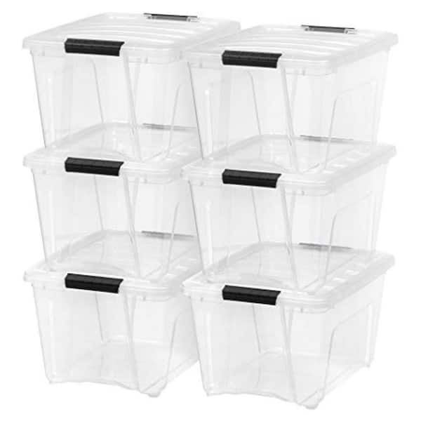 Unbranded 32 qt. Plastic Storage Bin with Lid in Clear (6-Pack)