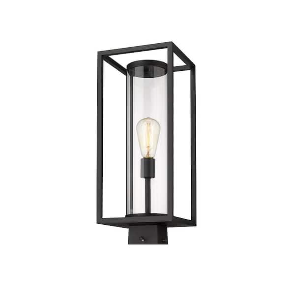 Unbranded Dunbroch 1-Light Black 20 in. Aluminum Hardwired Outdoor Weather Resistant Post Light Round Fitter with No Bulb Included